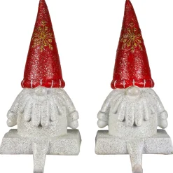 Sale Glittered Gnome Christmas Stocking Holders - 8.25" - Set of 2 Stocking Holders