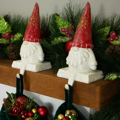 Sale Glittered Gnome Christmas Stocking Holders - 8.25" - Set of 2 Stocking Holders