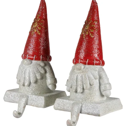 Sale Glittered Gnome Christmas Stocking Holders - 8.25" - Set of 2 Stocking Holders