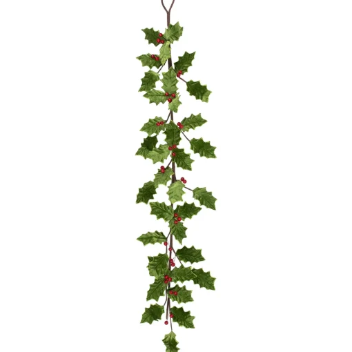 Online Glittered Holly with Berry Christmas Garland - 3.5' x 9" - Unlit Unlit