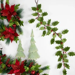 Online Glittered Holly with Berry Christmas Garland - 3.5' x 9