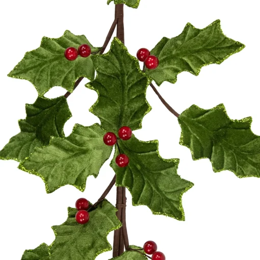 Online Glittered Holly with Berry Christmas Garland - 3.5' x 9" - Unlit Unlit
