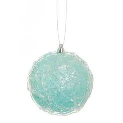 Glittered Ice Blue Shatterproof Snowy Winter Christmas Ball Ornament 3.25" (80mm) Shatterproof Balls