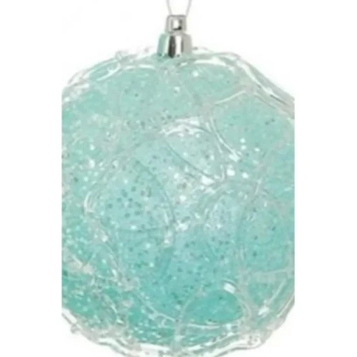 Glittered Ice Blue Shatterproof Snowy Winter Christmas Ball Ornament 3.25" (80mm) Shatterproof Balls