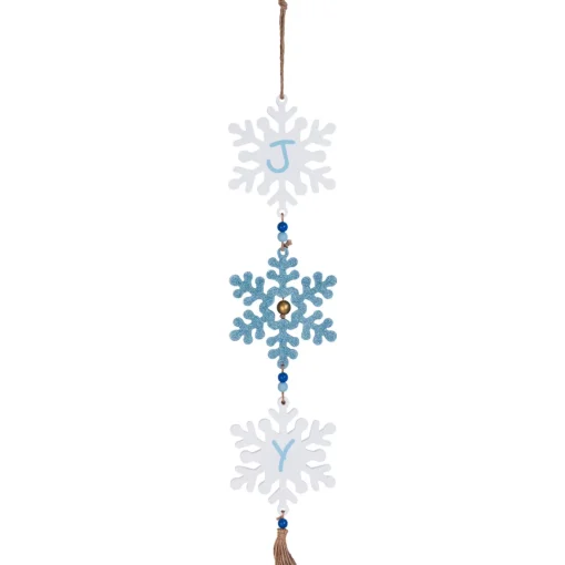 Best Glittered Joy Snowflakes Christmas Wall Sign - 26" Door