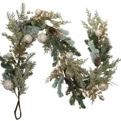 Outlet Glittered Mixed Foliage with Ornaments Artificial Christmas Garland - 6' x 7" - Unlit Unlit