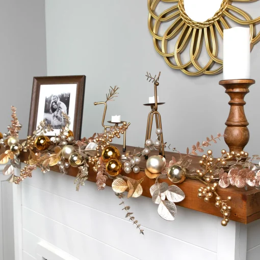 Sale Glittered Mixed Leaves and Berries Artificial Christmas Garland - 6' x 9" - Unlit Unlit