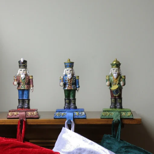 Sale Glittered Nutcracker Stocking Holders - 7.75" - Blue, Red and Green - Set of 3 Stocking Holders