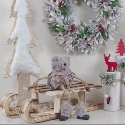 Discount Glittered Pinecone Fuzzy Bear Christmas Figure - 5.5" Animals