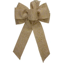 Sale Glittered Polka Dots 6-Loop Burlap Christmas Bow Decoration - 9" x 14" Ribbons & Bows