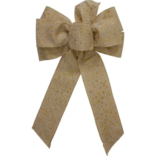 Sale Glittered Polka Dots 6-Loop Burlap Christmas Bow Decoration - 9" x 14" Ribbons & Bows