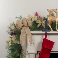 Sale Glittered Polka Dots 6-Loop Burlap Christmas Bow Decoration - 9" x 14" Ribbons & Bows