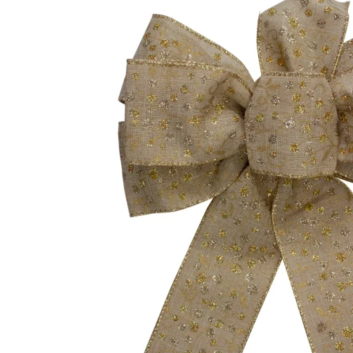 Sale Glittered Polka Dots 6-Loop Burlap Christmas Bow Decoration - 9" x 14" Ribbons & Bows