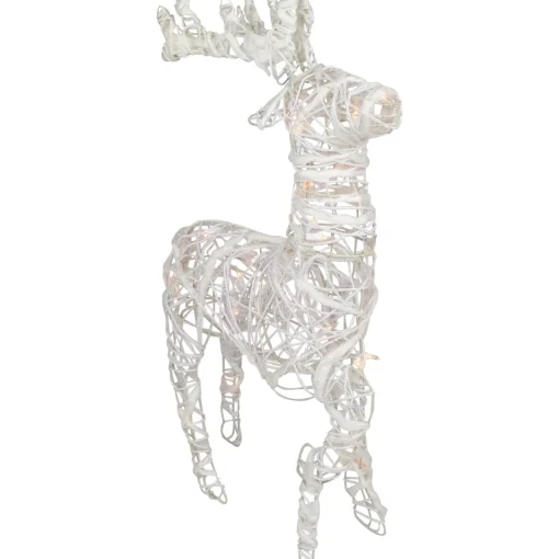 Online Glittered Rattan Reindeer Outdoor Christmas Decoration - 30" - White - Clear Lights Animals