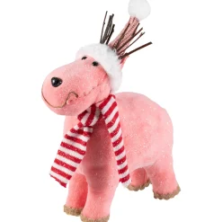 Glittered Reindeer in Winter Hat and Scarf Christmas Figure - 9" Animals