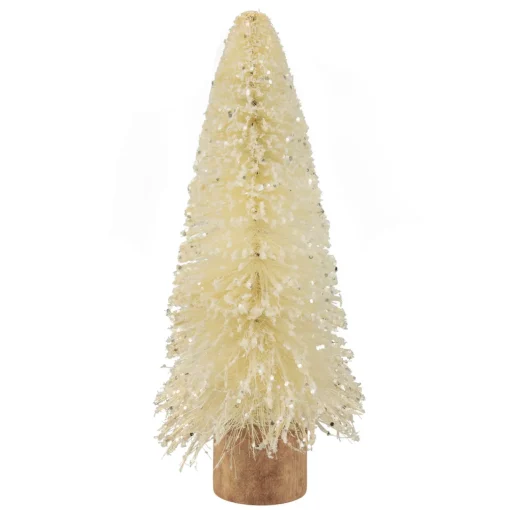 Best Glittered Sisal Christmas Tree with Wooden Base Decoration - 8.75" - Cream Trees