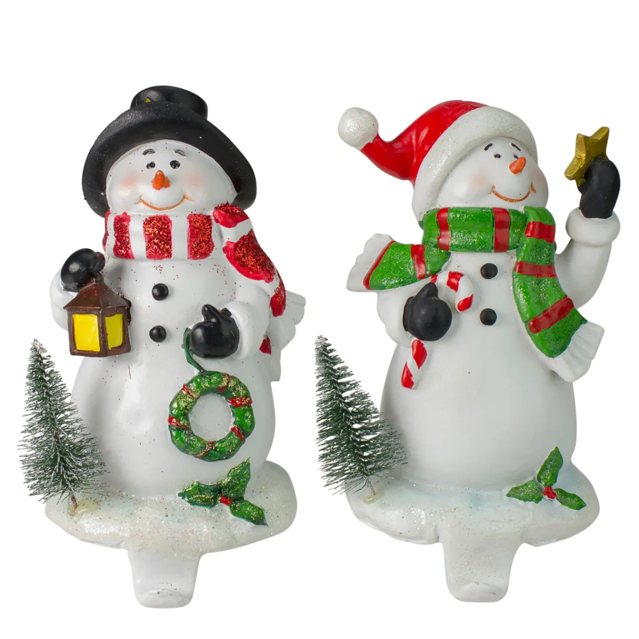 Best Glittered Snowman Christmas Stocking Holders - 5.75" - Set of 2 Stocking Holders