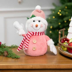 Glittered Snowman with Knitted Hat Christmas Figurine - 8.5" Snowmen