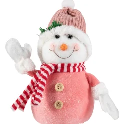 Glittered Snowman with Knitted Hat Christmas Figurine - 8.5" Snowmen