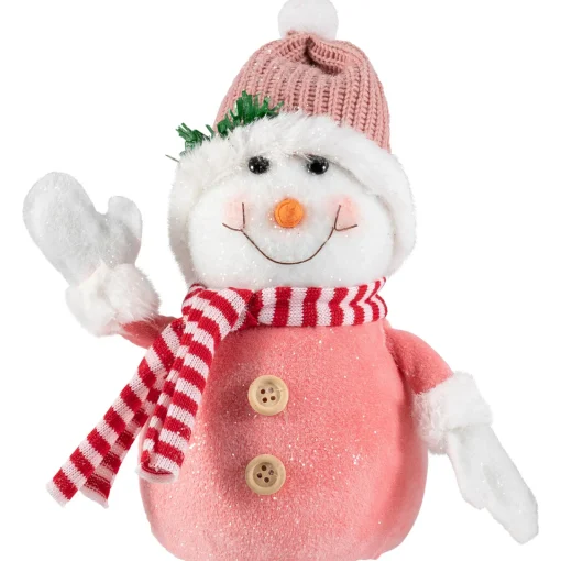 Glittered Snowman with Knitted Hat Christmas Figurine - 8.5" Snowmen
