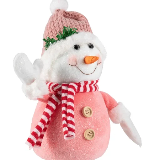 Glittered Snowman with Knitted Hat Christmas Figurine - 8.5" Snowmen