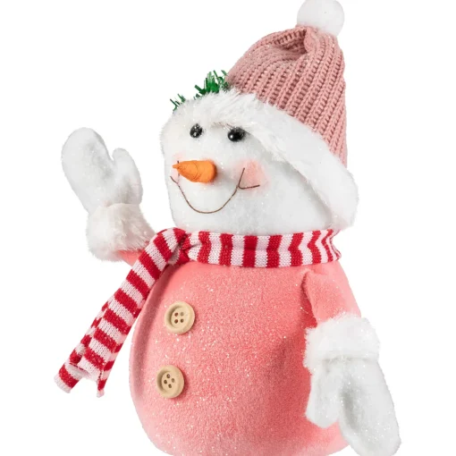 Glittered Snowman with Knitted Hat Christmas Figurine - 8.5" Snowmen