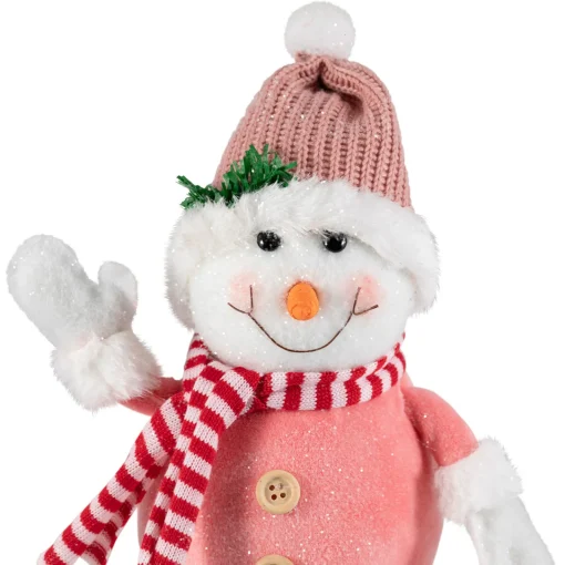 Glittered Snowman with Knitted Hat Christmas Figurine - 8.5" Snowmen