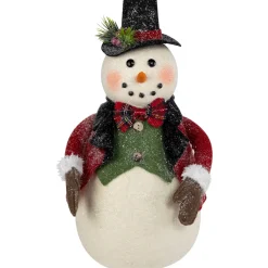 New Glittered Snowman with Vest and Bow Tie Christmas Figure - 12.5" Snowmen