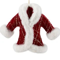 Clearance Glittered Winter Coat with Plush Trim Christmas Ornament - 6.5