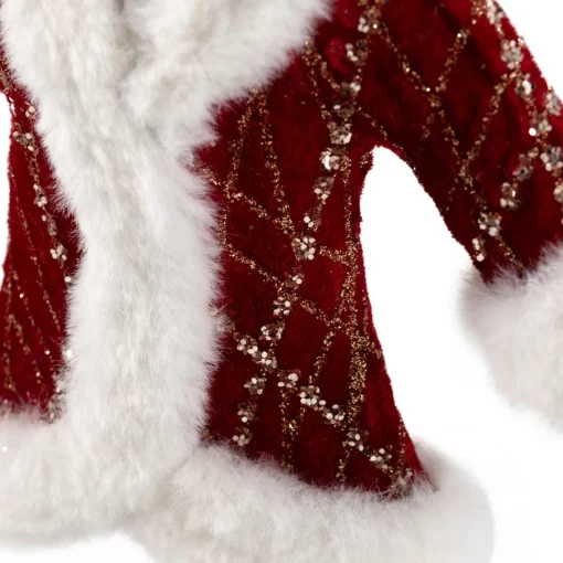 Clearance Glittered Winter Coat with Plush Trim Christmas Ornament - 6.5" - Red Fashion & Beauty