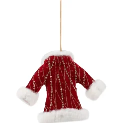 Clearance Glittered Winter Coat with Plush Trim Christmas Ornament - 6.5