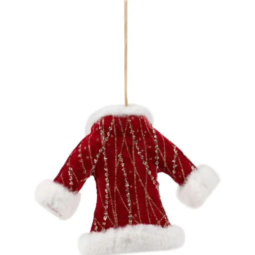 Clearance Glittered Winter Coat with Plush Trim Christmas Ornament - 6.5" - Red Fashion & Beauty