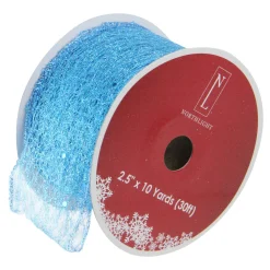 Sale Glittering Blue Solid Wired Christmas Craft Ribbon 2.5" x 10 Yards Ribbons & Bows
