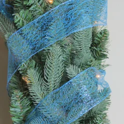 Sale Glittering Blue Solid Wired Christmas Craft Ribbon 2.5
