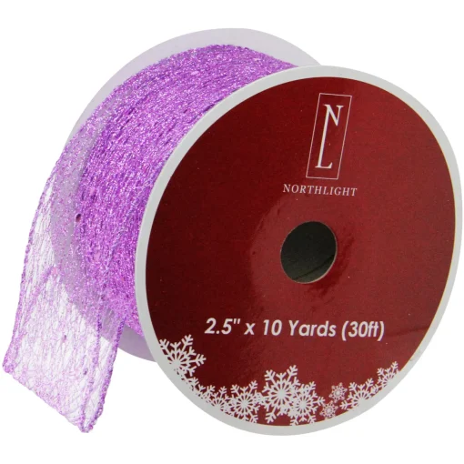 Outlet Glittering Purple Solid Wired Christmas Craft Ribbon 2.5" x 10 Yards Ribbons & Bows