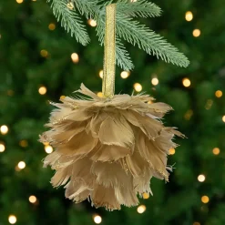 Online Glittery Feathers Christmas Ball Ornament - 6" - Green Glass