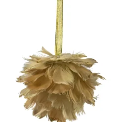 Online Glittery Feathers Christmas Ball Ornament - 6" - Green Glass