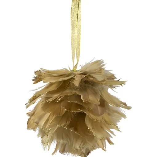 Online Glittery Feathers Christmas Ball Ornament - 6" - Green Glass