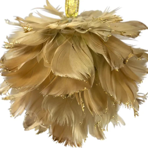 Online Glittery Feathers Christmas Ball Ornament - 6" - Green Glass