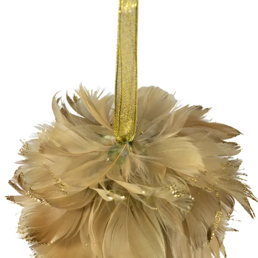 Online Glittery Feathers Christmas Ball Ornament - 6" - Green Glass