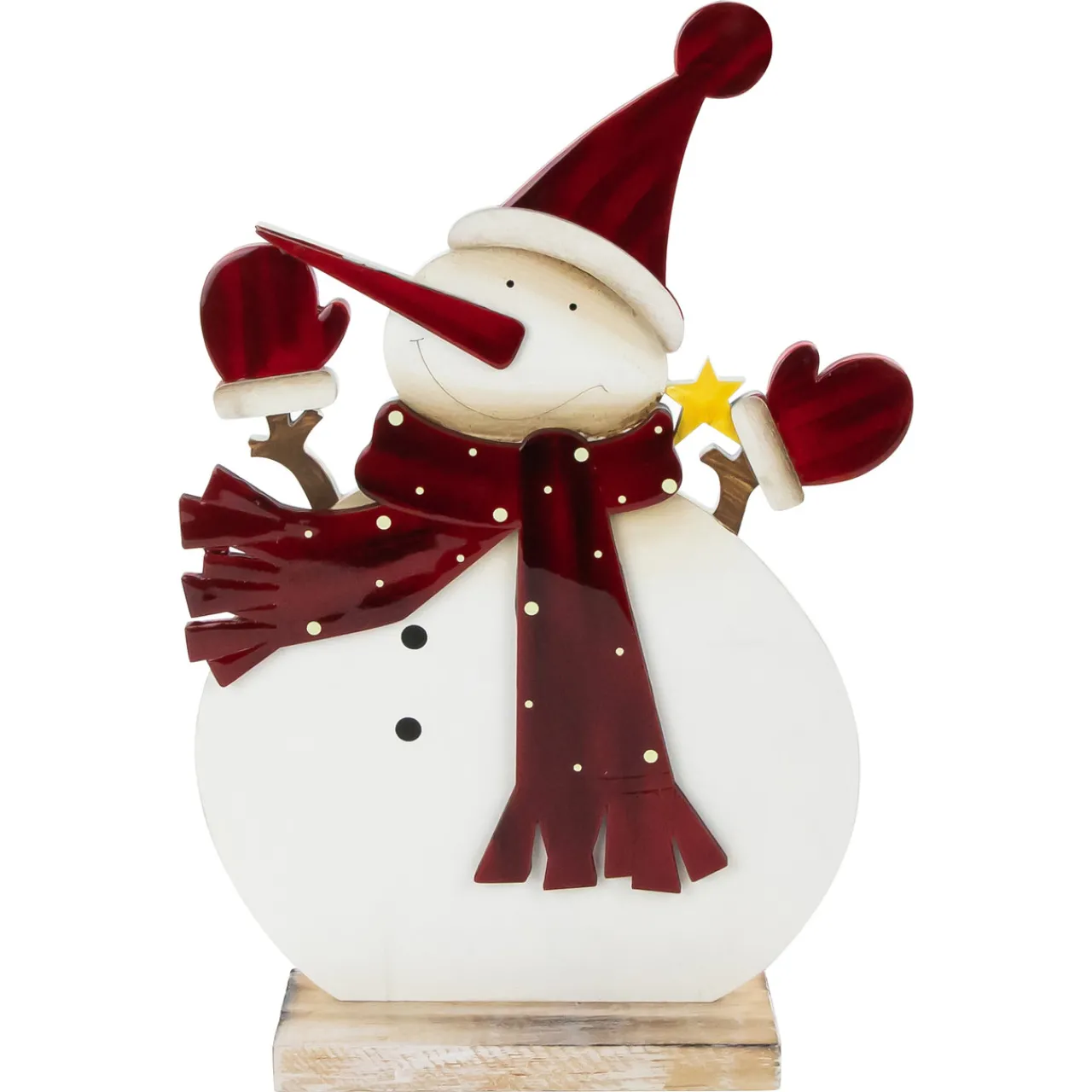 Hot Glossy Snowman in Red Scarf and Mittens Christmas Decoration - 12" Snowmen