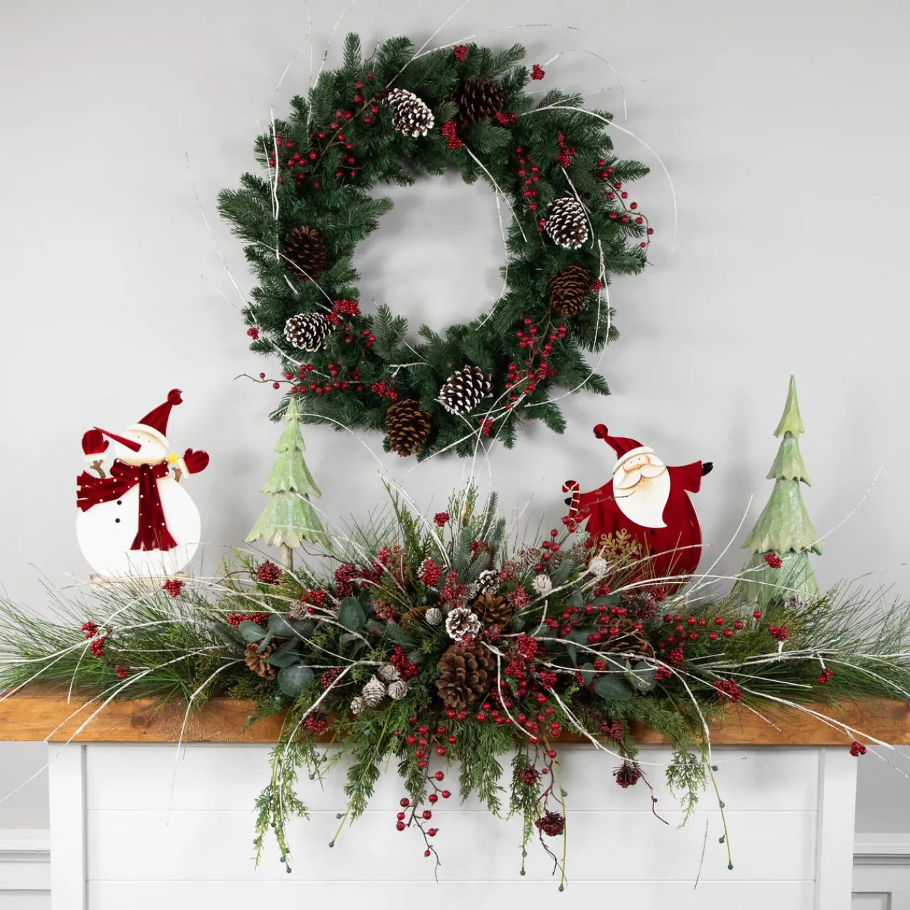 Hot Glossy Snowman in Red Scarf and Mittens Christmas Decoration - 12" Snowmen