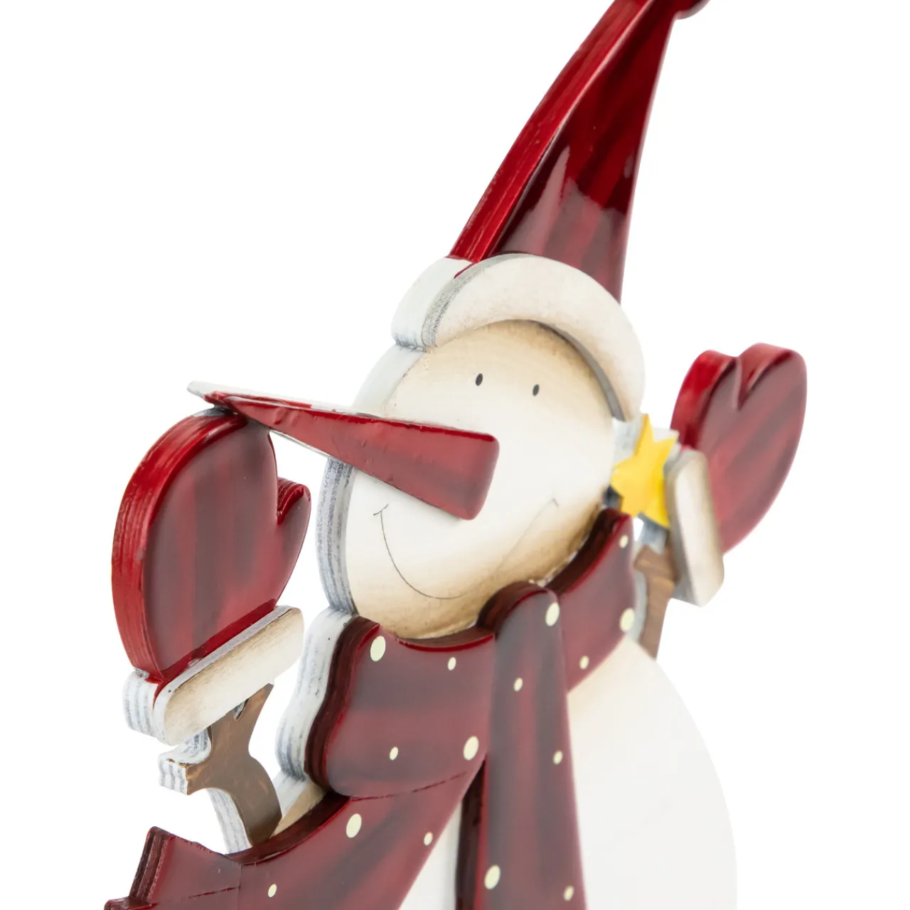 Hot Glossy Snowman in Red Scarf and Mittens Christmas Decoration - 12" Snowmen