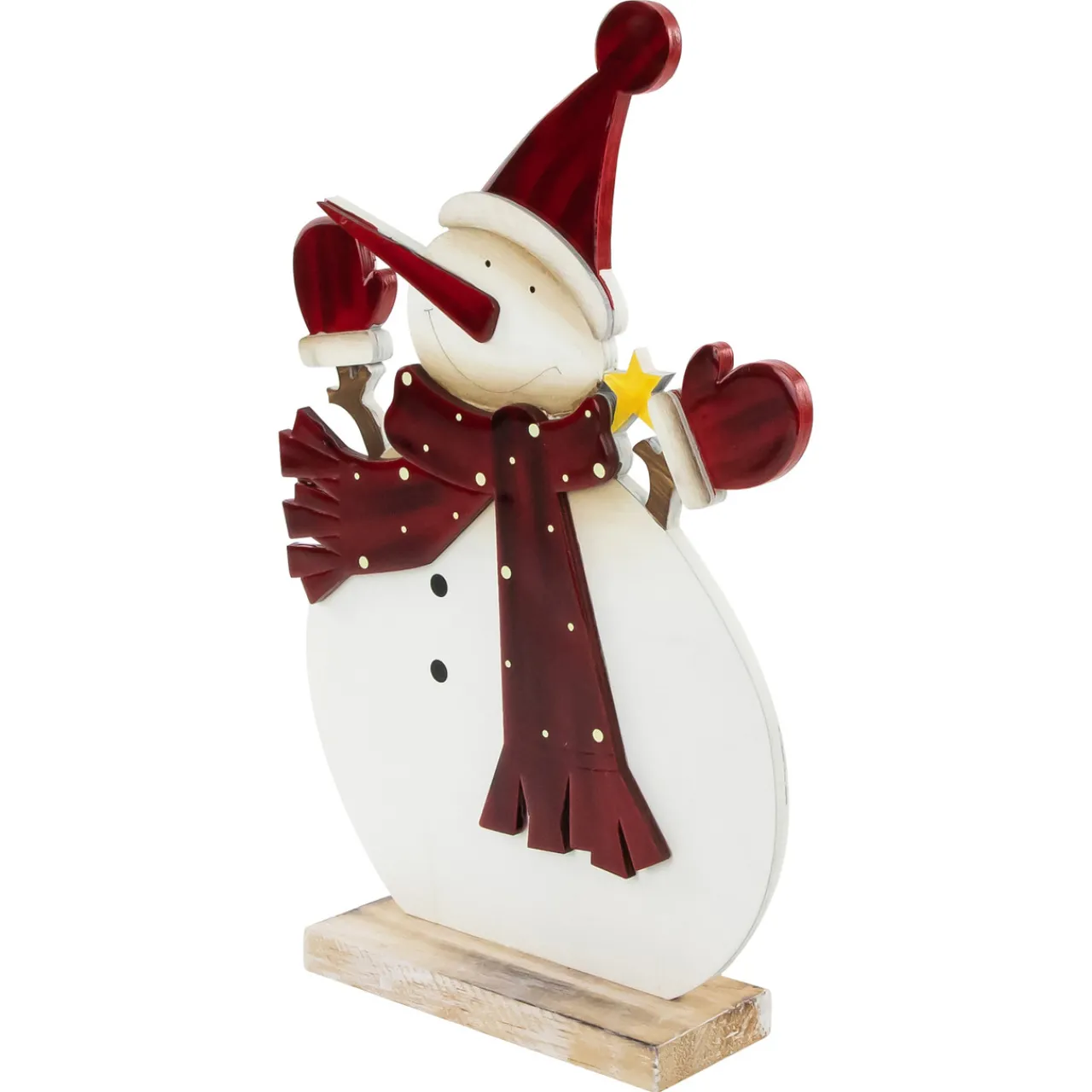 Hot Glossy Snowman in Red Scarf and Mittens Christmas Decoration - 12" Snowmen