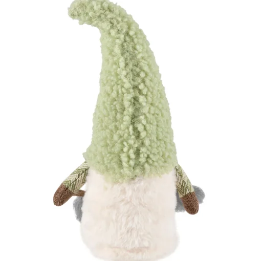 Sale Gnome Girl in Faux Fur Hat Christmas Figure - 12" - Green Gnomes