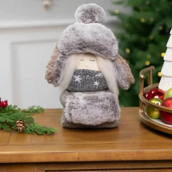 New Gnome Girl with Plush Trapper Hat Christmas Figure - 5.5" Gnomes