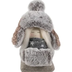 New Gnome Girl with Plush Trapper Hat Christmas Figure - 5.5" Gnomes