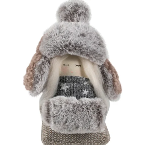 New Gnome Girl with Plush Trapper Hat Christmas Figure - 5.5" Gnomes