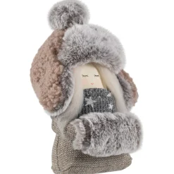 New Gnome Girl with Plush Trapper Hat Christmas Figure - 5.5