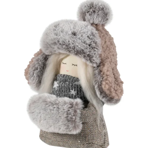 New Gnome Girl with Plush Trapper Hat Christmas Figure - 5.5" Gnomes